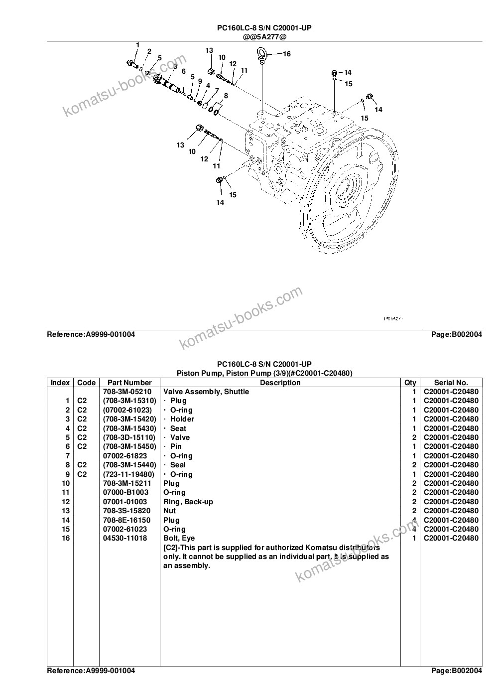 Komatsu PC160LC-8 S/N C20001-UP Parts catalog cover Page 9 Komatsu PC160LC-8 S/N C20001-UP Parts catalog cover Page 9