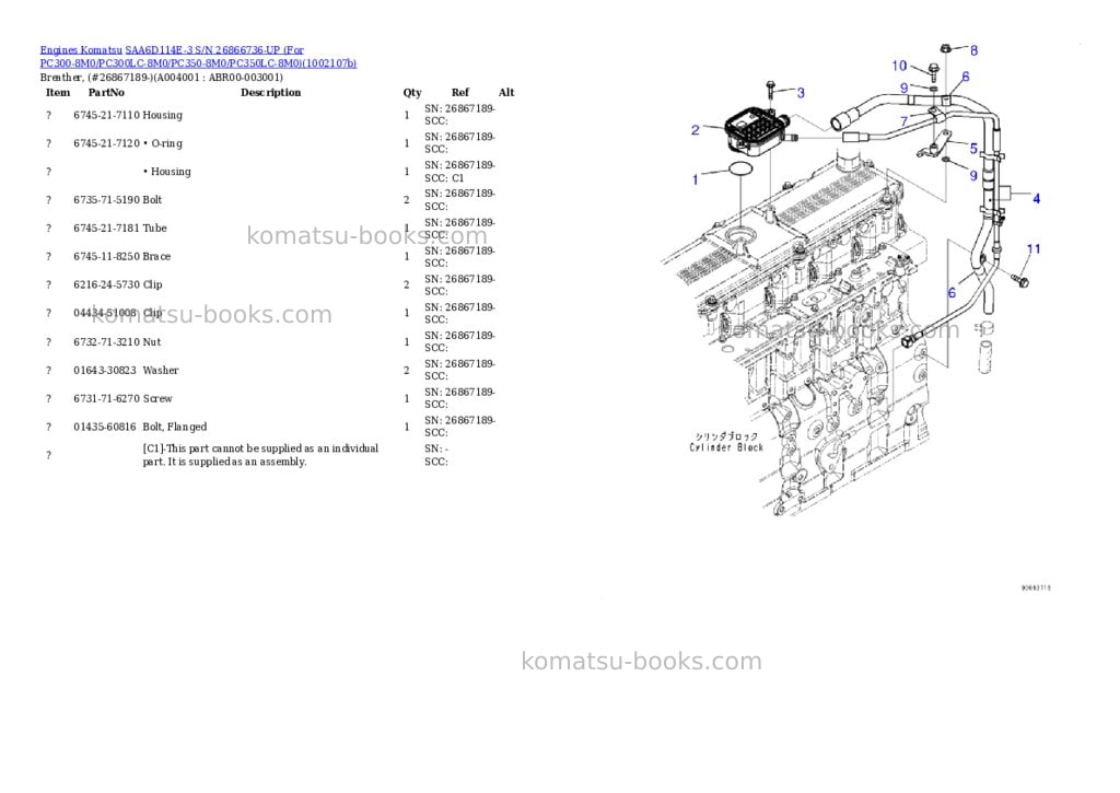 Komatsu SAA6D114E-3 S/N 26866736-UP (For PC300-8M0/PC300LC-8M0/PC350-8M0/PC350LC-8M0) Parts catalog cover Page 2 Komatsu SAA6D114E-3 S/N 26866736-UP (For PC300-8M0/PC300LC-8M0/PC350-8M0/PC350LC-8M0) Parts catalog cover Page 2