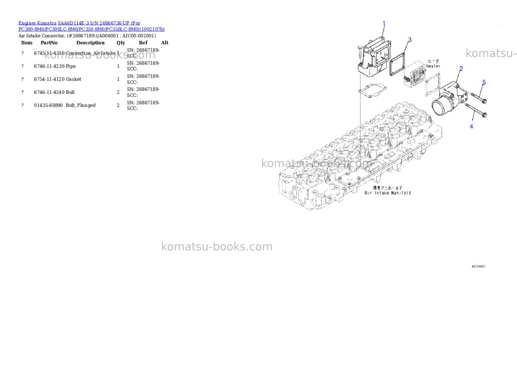 Komatsu SAA6D114E-3 S/N 26866736-UP (For PC300-8M0/PC300LC-8M0/PC350-8M0/PC350LC-8M0) Parts catalog cover Page 4 Komatsu SAA6D114E-3 S/N 26866736-UP (For PC300-8M0/PC300LC-8M0/PC350-8M0/PC350LC-8M0) Parts catalog cover Page 4