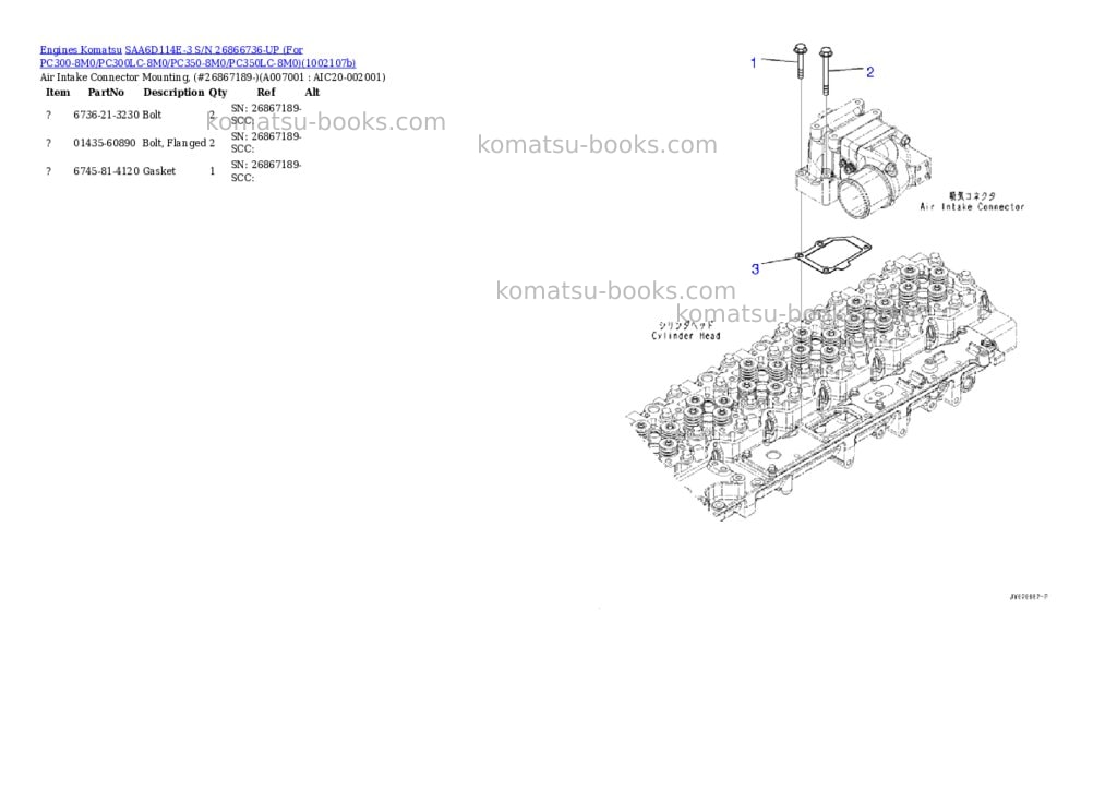 Komatsu SAA6D114E-3 S/N 26866736-UP (For PC300-8M0/PC300LC-8M0/PC350-8M0/PC350LC-8M0) Parts catalog cover Page 5 Komatsu SAA6D114E-3 S/N 26866736-UP (For PC300-8M0/PC300LC-8M0/PC350-8M0/PC350LC-8M0) Parts catalog cover Page 5