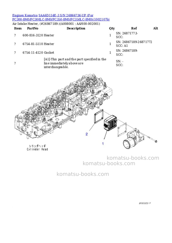 Komatsu SAA6D114E-3 S/N 26866736-UP (For PC300-8M0/PC300LC-8M0/PC350-8M0/PC350LC-8M0) Parts catalog cover Page 6 Komatsu SAA6D114E-3 S/N 26866736-UP (For PC300-8M0/PC300LC-8M0/PC350-8M0/PC350LC-8M0) Parts catalog cover Page 6
