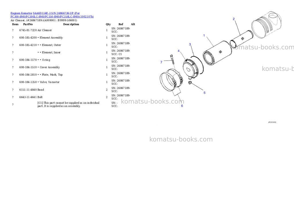 Komatsu SAA6D114E-3 S/N 26866736-UP (For PC300-8M0/PC300LC-8M0/PC350-8M0/PC350LC-8M0) Parts catalog cover Page 7 Komatsu SAA6D114E-3 S/N 26866736-UP (For PC300-8M0/PC300LC-8M0/PC350-8M0/PC350LC-8M0) Parts catalog cover Page 7