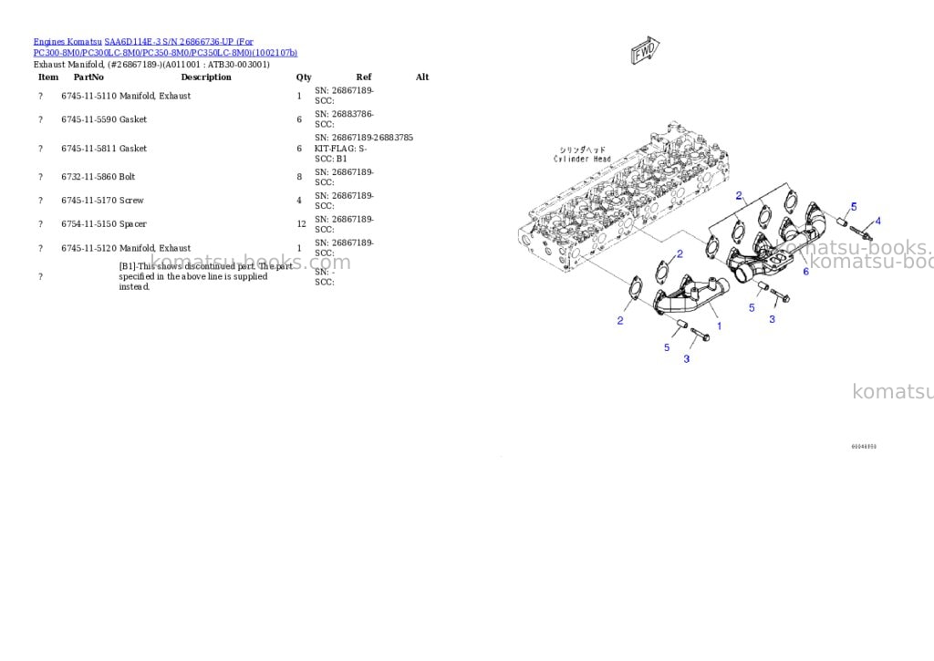 Komatsu SAA6D114E-3 S/N 26866736-UP (For PC300-8M0/PC300LC-8M0/PC350-8M0/PC350LC-8M0) Parts catalog cover Page 9 Komatsu SAA6D114E-3 S/N 26866736-UP (For PC300-8M0/PC300LC-8M0/PC350-8M0/PC350LC-8M0) Parts catalog cover Page 9