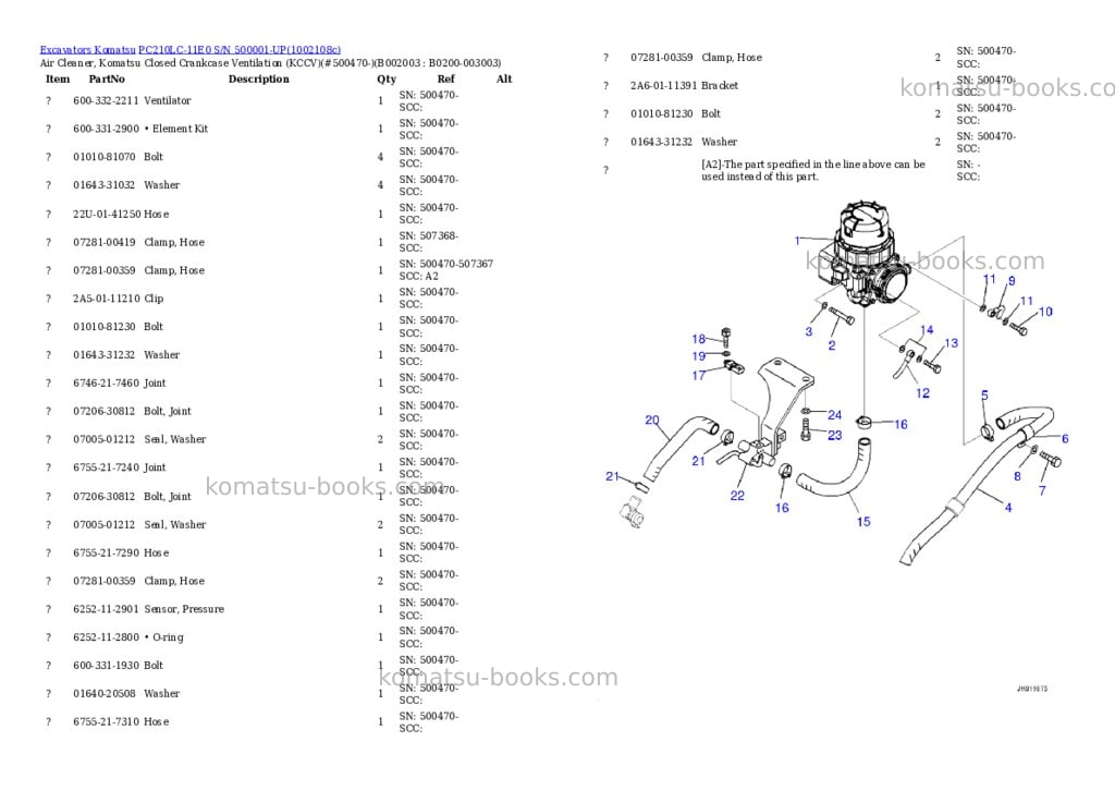 Komatsu PC210LC-11E0 S/N 500001-UP Parts catalog cover Page 3 Komatsu PC210LC-11E0 S/N 500001-UP Parts catalog cover Page 3