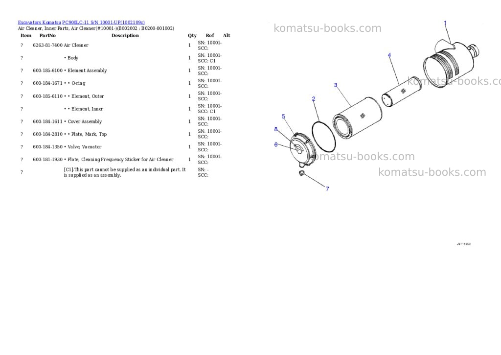 Komatsu PC900LC-11 S/N 10001-UP Parts catalog cover Page 2 Komatsu PC900LC-11 S/N 10001-UP Parts catalog cover Page 2
