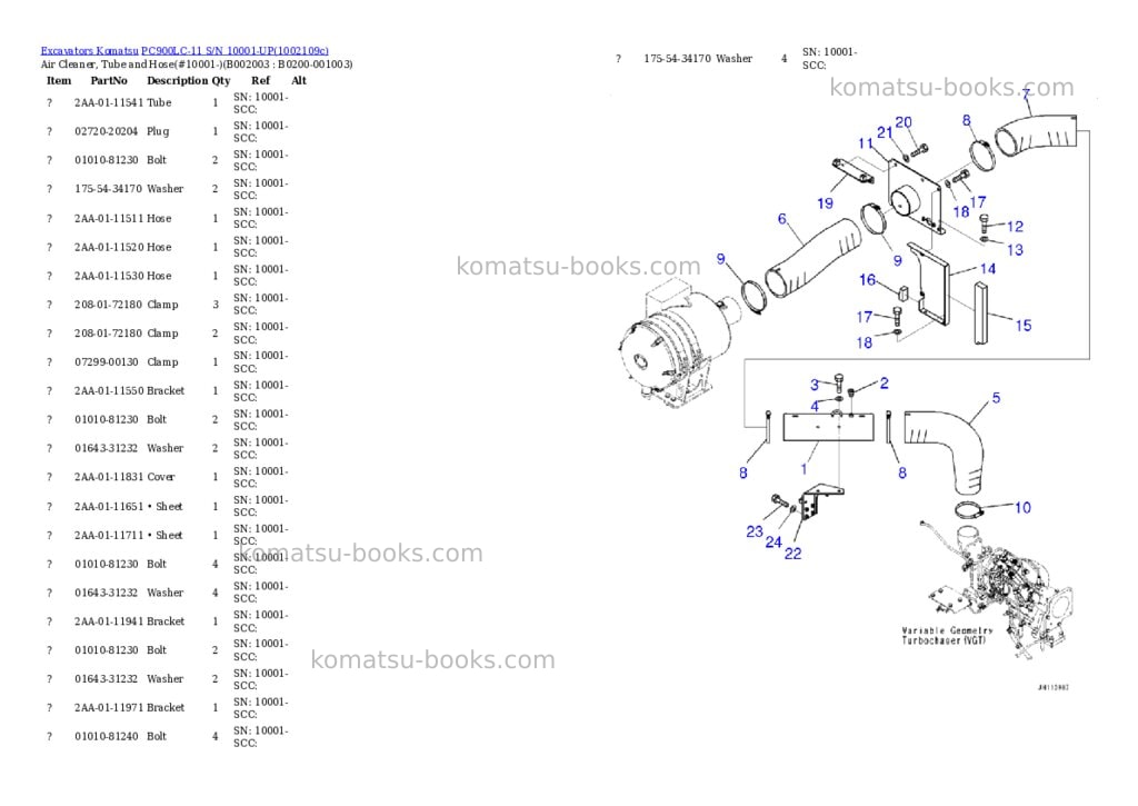 Komatsu PC900LC-11 S/N 10001-UP Parts catalog cover Page 3 Komatsu PC900LC-11 S/N 10001-UP Parts catalog cover Page 3