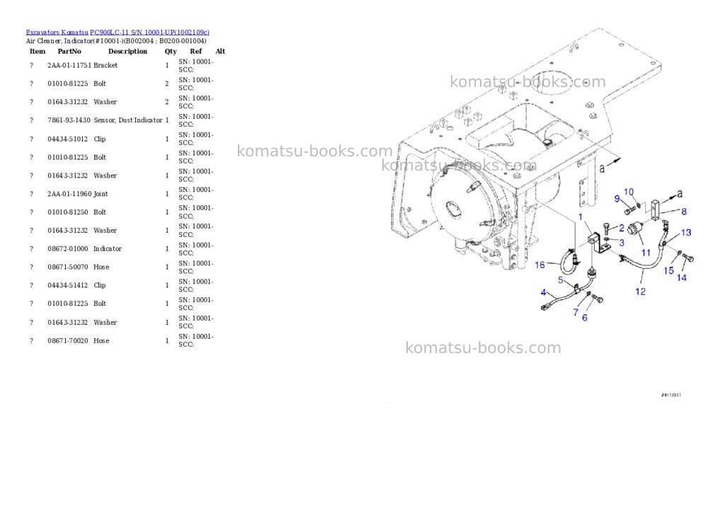 Komatsu PC900LC-11 S/N 10001-UP Parts catalog cover Page 4 Komatsu PC900LC-11 S/N 10001-UP Parts catalog cover Page 4