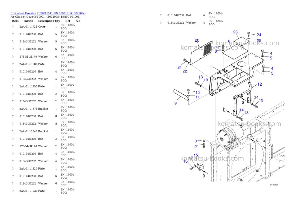 Komatsu PC900LC-11 S/N 10001-UP Parts catalog cover Page 5 Komatsu PC900LC-11 S/N 10001-UP Parts catalog cover Page 5