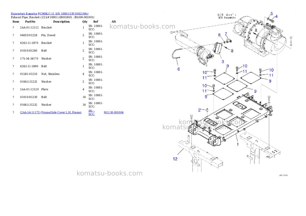 Komatsu PC900LC-11 S/N 10001-UP Parts catalog cover Page 6 Komatsu PC900LC-11 S/N 10001-UP Parts catalog cover Page 6