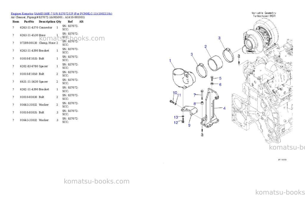 Komatsu SAA6D140E-7 S/N 837072-UP (For PC900LC-11) Parts catalog cover Page 7