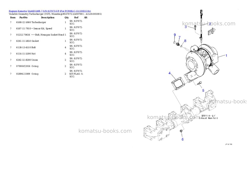 Komatsu SAA6D140E-7 S/N 837072-UP (For PC900LC-11) Parts catalog cover Page 9