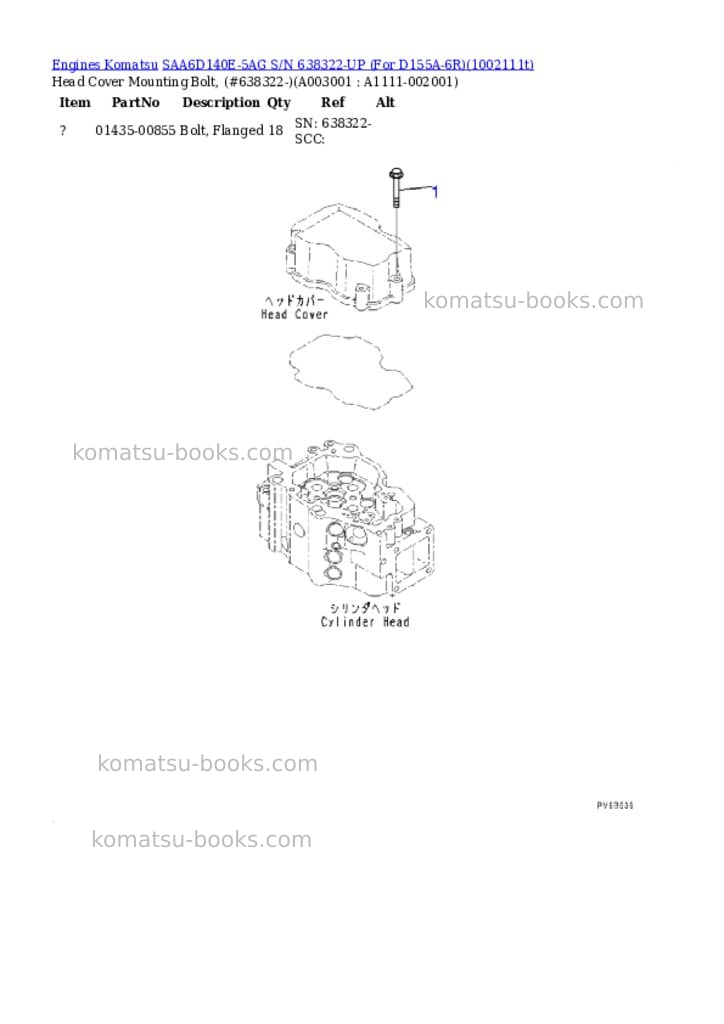 Komatsu SAA6D140E-5AG S/N 638322-UP (For D155A-6R) Parts catalog cover Page 2 Komatsu SAA6D140E-5AG S/N 638322-UP (For D155A-6R) Parts catalog cover Page 2