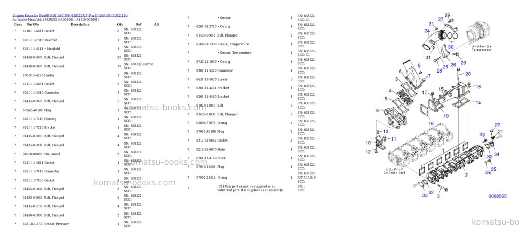Komatsu SAA6D140E-5AG S/N 638322-UP (For D155A-6R) Parts catalog cover Page 3 Komatsu SAA6D140E-5AG S/N 638322-UP (For D155A-6R) Parts catalog cover Page 3