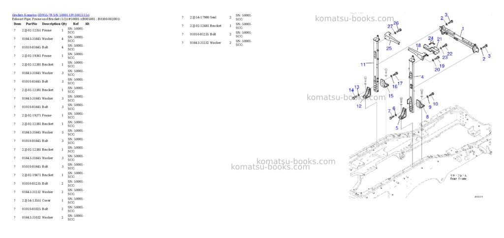Komatsu GD955-7R S/N 50001-UP Parts catalog cover Page 10