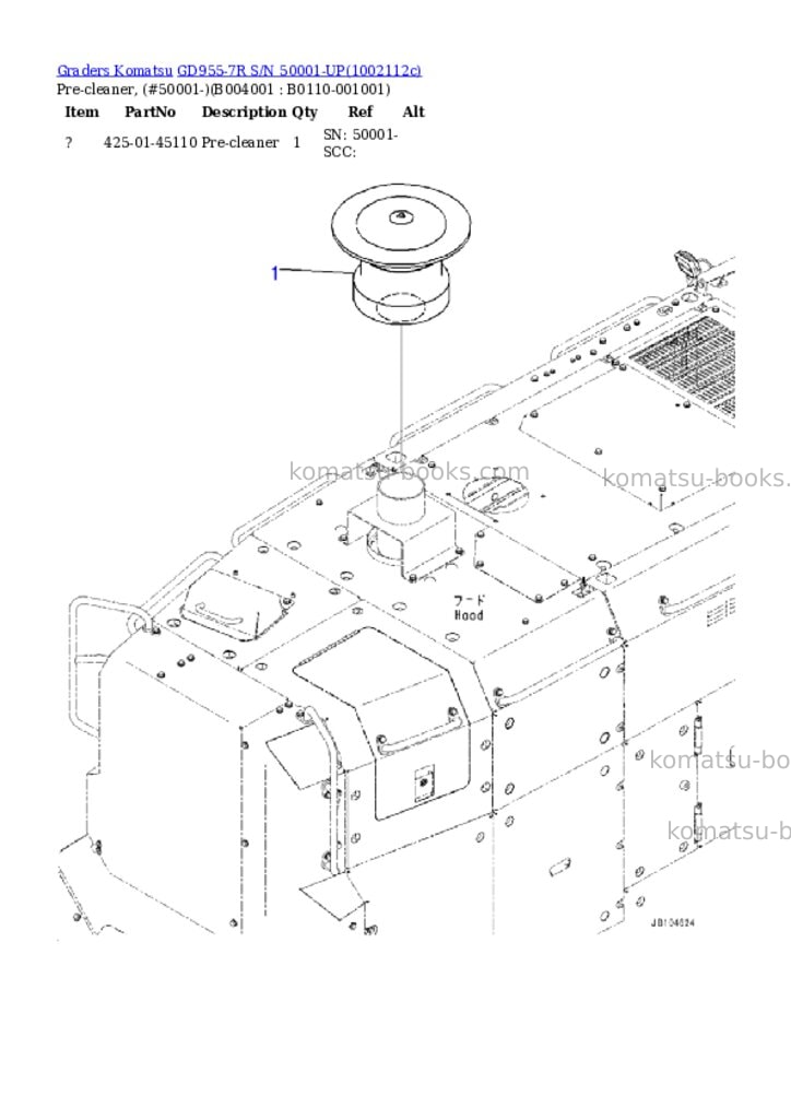 Komatsu GD955-7R S/N 50001-UP Parts catalog cover Page 9