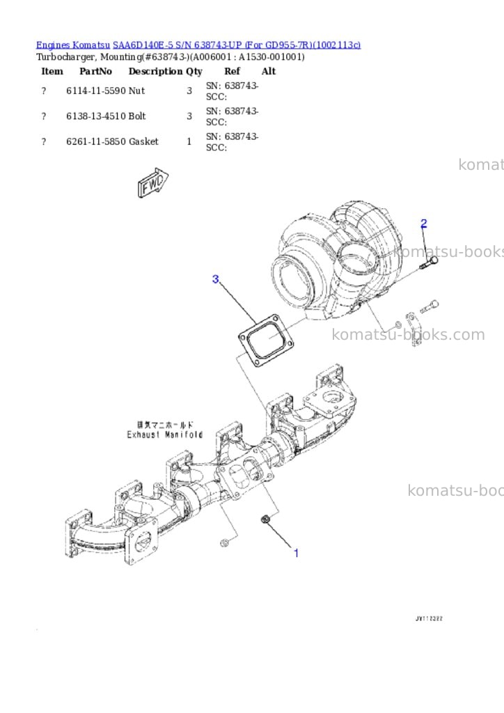 Komatsu SAA6D140E-5 S/N 638743-UP (For GD955-7R) Parts catalog cover Page 6