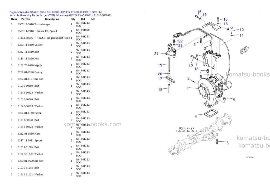 Komatsu SAA6D125E-7 S/N 860001-UP (For PC490LC-11E0) Parts catalog cover Page 6 Komatsu SAA6D125E-7 S/N 860001-UP (For PC490LC-11E0) Parts catalog cover Page 6