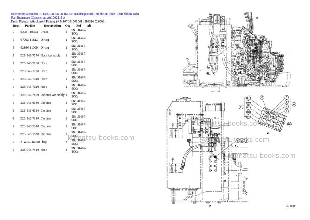 Komatsu PC138US-8 S/N 34467-UP (Underground Demolition Spec. (Demolition Cab) For Singapore (Chassis only)) Parts catalog cover Page 2 Komatsu PC138US-8 S/N 34467-UP (Underground Demolition Spec. (Demolition Cab) For Singapore (Chassis only)) Parts catalog cover Page 2