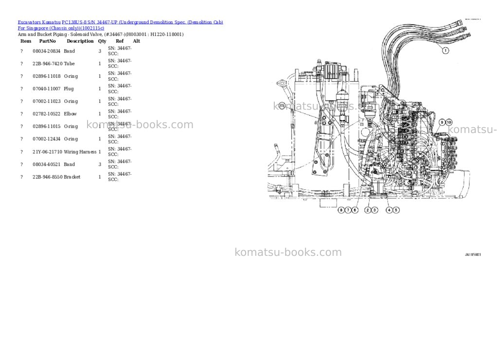 Komatsu PC138US-8 S/N 34467-UP (Underground Demolition Spec. (Demolition Cab) For Singapore (Chassis only)) Parts catalog cover Page 3 Komatsu PC138US-8 S/N 34467-UP (Underground Demolition Spec. (Demolition Cab) For Singapore (Chassis only)) Parts catalog cover Page 3
