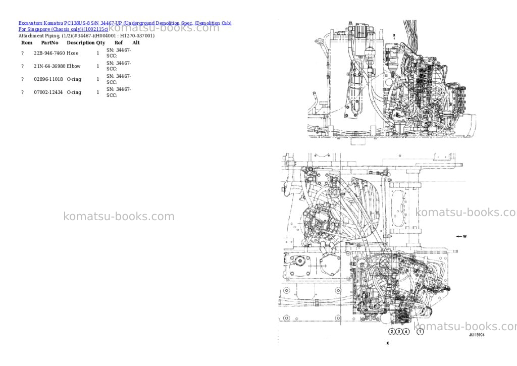 Komatsu PC138US-8 S/N 34467-UP (Underground Demolition Spec. (Demolition Cab) For Singapore (Chassis only)) Parts catalog cover Page 4 Komatsu PC138US-8 S/N 34467-UP (Underground Demolition Spec. (Demolition Cab) For Singapore (Chassis only)) Parts catalog cover Page 4