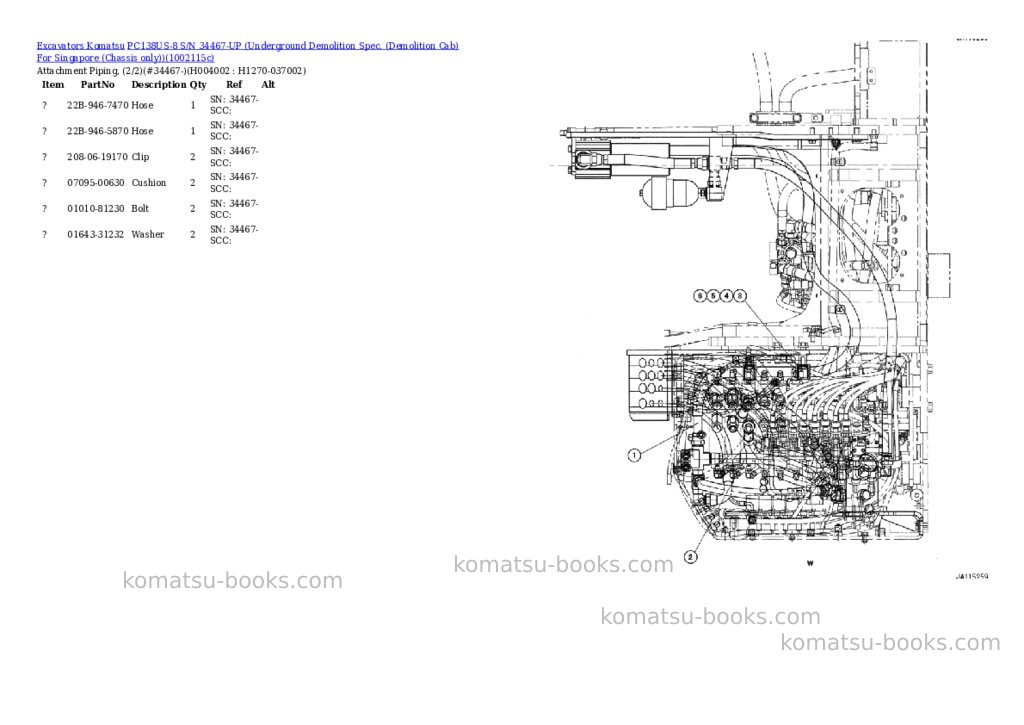 Komatsu PC138US-8 S/N 34467-UP (Underground Demolition Spec. (Demolition Cab) For Singapore (Chassis only)) Parts catalog cover Page 5 Komatsu PC138US-8 S/N 34467-UP (Underground Demolition Spec. (Demolition Cab) For Singapore (Chassis only)) Parts catalog cover Page 5