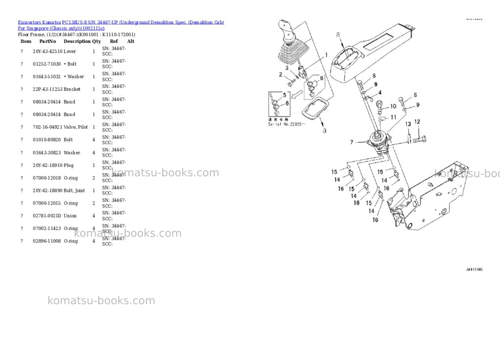 Komatsu PC138US-8 S/N 34467-UP (Underground Demolition Spec. (Demolition Cab) For Singapore (Chassis only)) Parts catalog cover Page 6 Komatsu PC138US-8 S/N 34467-UP (Underground Demolition Spec. (Demolition Cab) For Singapore (Chassis only)) Parts catalog cover Page 6