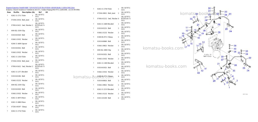 Komatsu SAA6D140E-7 S/N 837072-UP (For PC950-11E0/PC950LC-11E0) Parts catalog cover Page 4