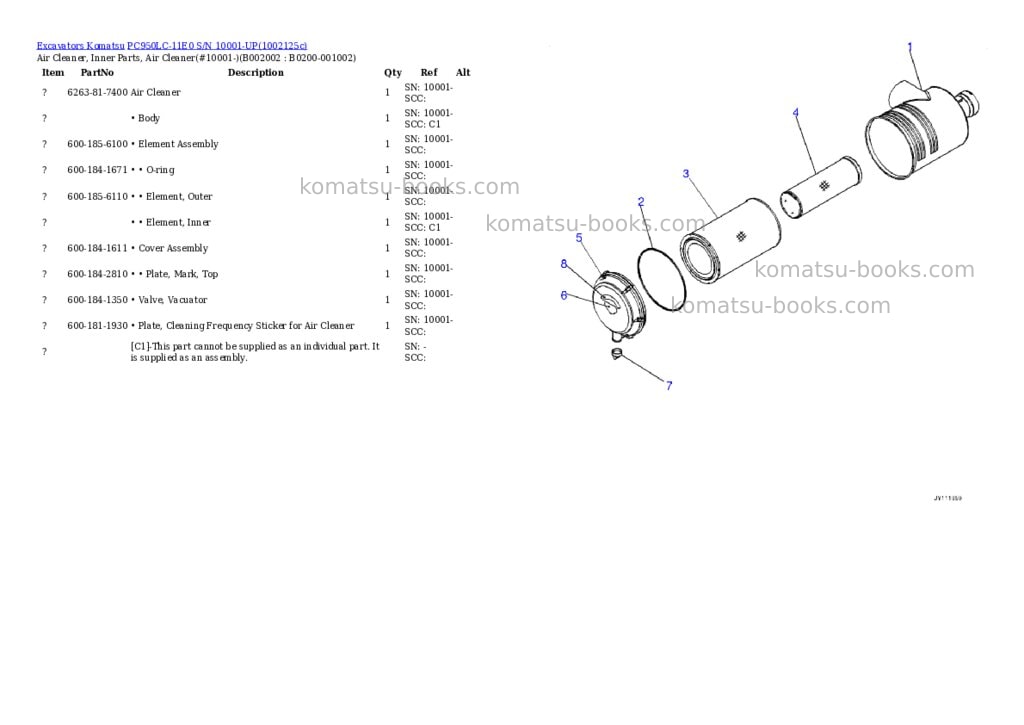 Komatsu PC950LC-11E0 S/N 10001-UP Parts catalog cover Page 2 Komatsu PC950LC-11E0 S/N 10001-UP Parts catalog cover Page 2