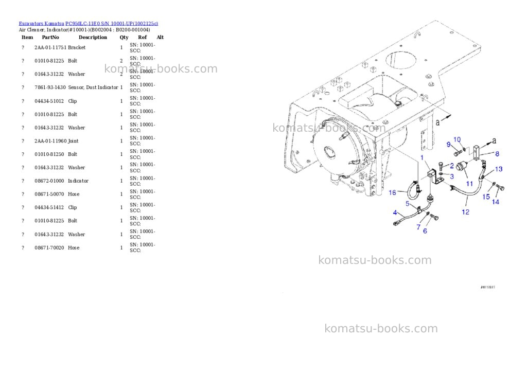 Komatsu PC950LC-11E0 S/N 10001-UP Parts catalog cover Page 4 Komatsu PC950LC-11E0 S/N 10001-UP Parts catalog cover Page 4
