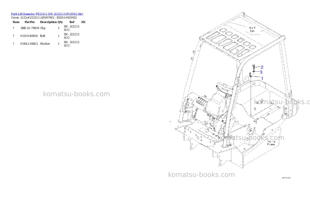 Komatsu FE25G-2 S/N 322221-UP Parts catalog cover Page 9 Komatsu FE25G-2 S/N 322221-UP Parts catalog cover Page 9