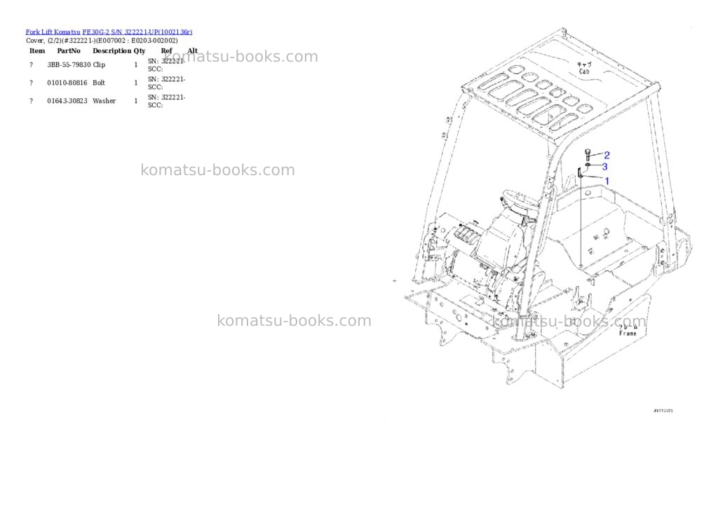 Komatsu FE30G-2 S/N 322221-UP Parts catalog cover Page 8 Komatsu FE30G-2 S/N 322221-UP Parts catalog cover Page 8
