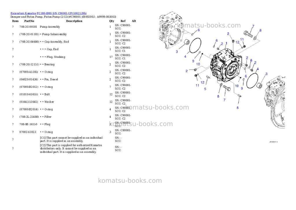 Komatsu PC300-8M0 S/N C90001-UP Parts catalog cover Page 3 Komatsu PC300-8M0 S/N C90001-UP Parts catalog cover Page 3