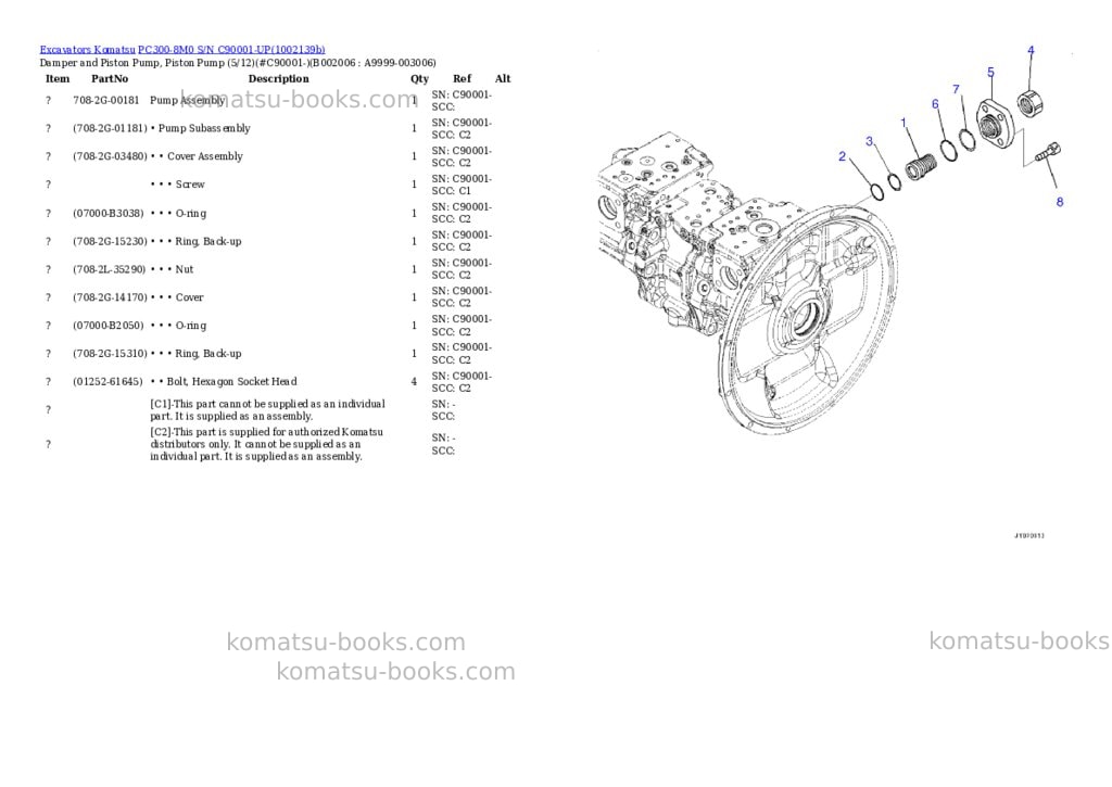 Komatsu PC300-8M0 S/N C90001-UP Parts catalog cover Page 6 Komatsu PC300-8M0 S/N C90001-UP Parts catalog cover Page 6
