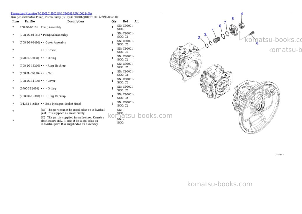 Komatsu PC300LC-8M0 S/N C90001-UP Parts catalog cover Page 10 Komatsu PC300LC-8M0 S/N C90001-UP Parts catalog cover Page 10
