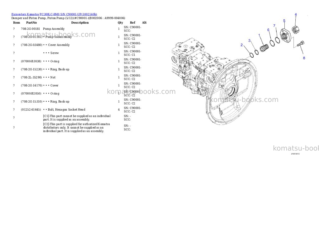 Komatsu PC300LC-8M0 S/N C90001-UP Parts catalog cover Page 6 Komatsu PC300LC-8M0 S/N C90001-UP Parts catalog cover Page 6
