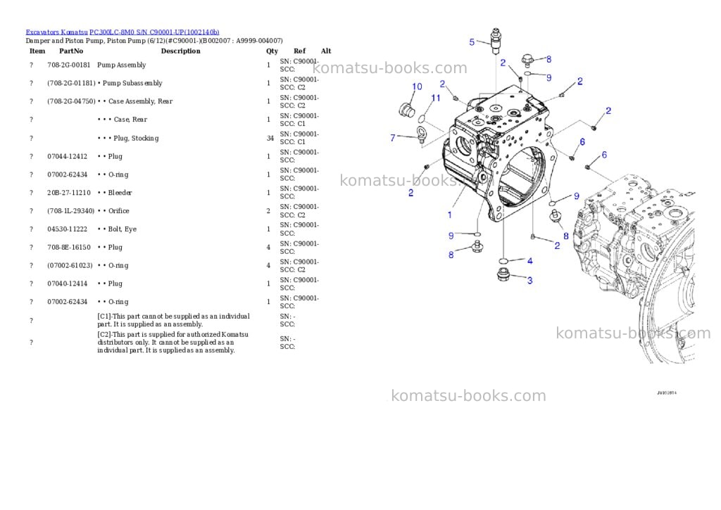 Komatsu PC300LC-8M0 S/N C90001-UP Parts catalog cover Page 7 Komatsu PC300LC-8M0 S/N C90001-UP Parts catalog cover Page 7