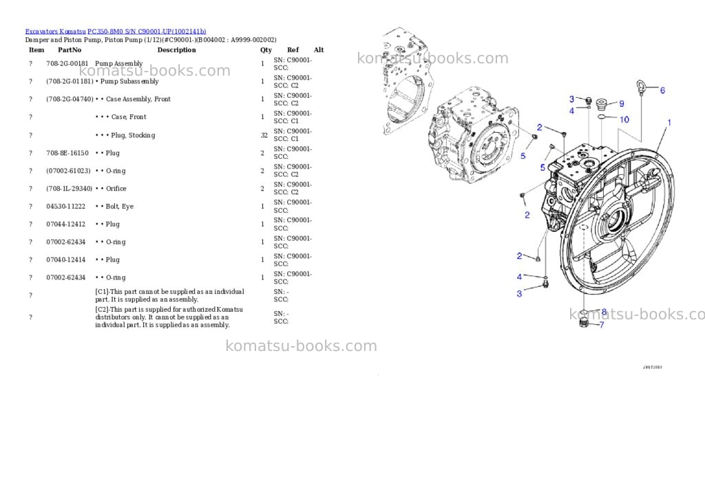 Komatsu PC350-8M0 S/N C90001-UP Parts catalog cover Page 4 Komatsu PC350-8M0 S/N C90001-UP Parts catalog cover Page 4