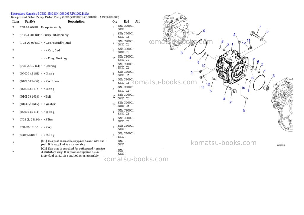 Komatsu PC350-8M0 S/N C90001-UP Parts catalog cover Page 5 Komatsu PC350-8M0 S/N C90001-UP Parts catalog cover Page 5