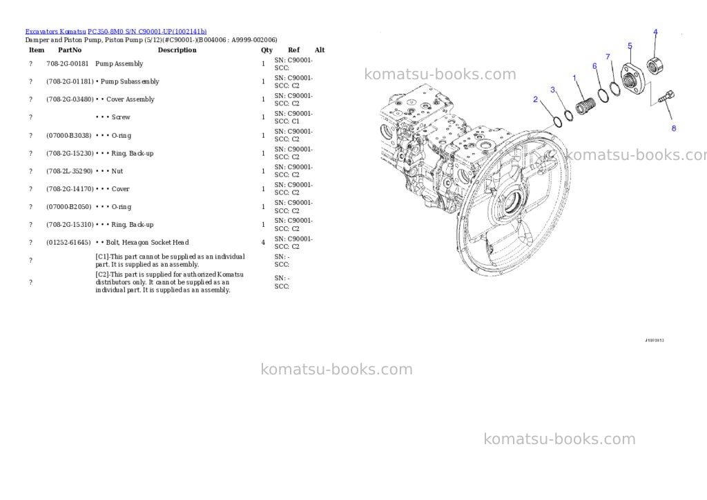 Komatsu PC350-8M0 S/N C90001-UP Parts catalog cover Page 8 Komatsu PC350-8M0 S/N C90001-UP Parts catalog cover Page 8