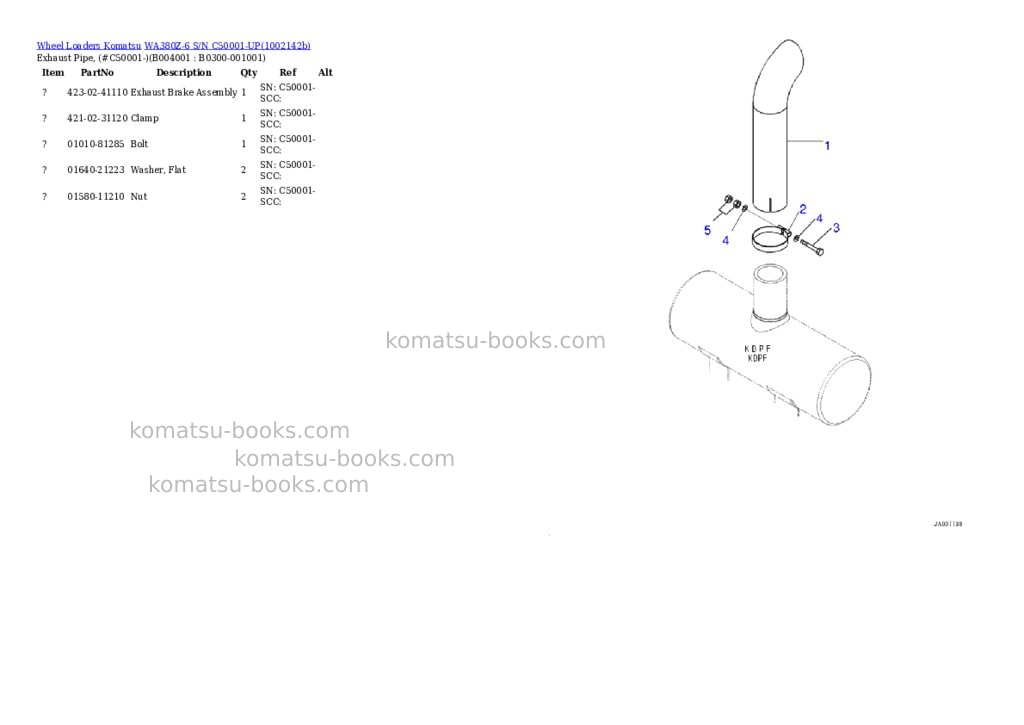 Komatsu WA380Z-6 S/N C50001-UP Parts catalog cover Page 10