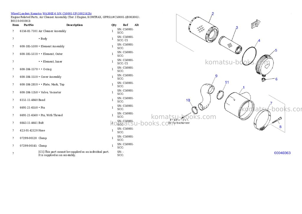 Komatsu WA380Z-6 S/N C50001-UP Parts catalog cover Page 4