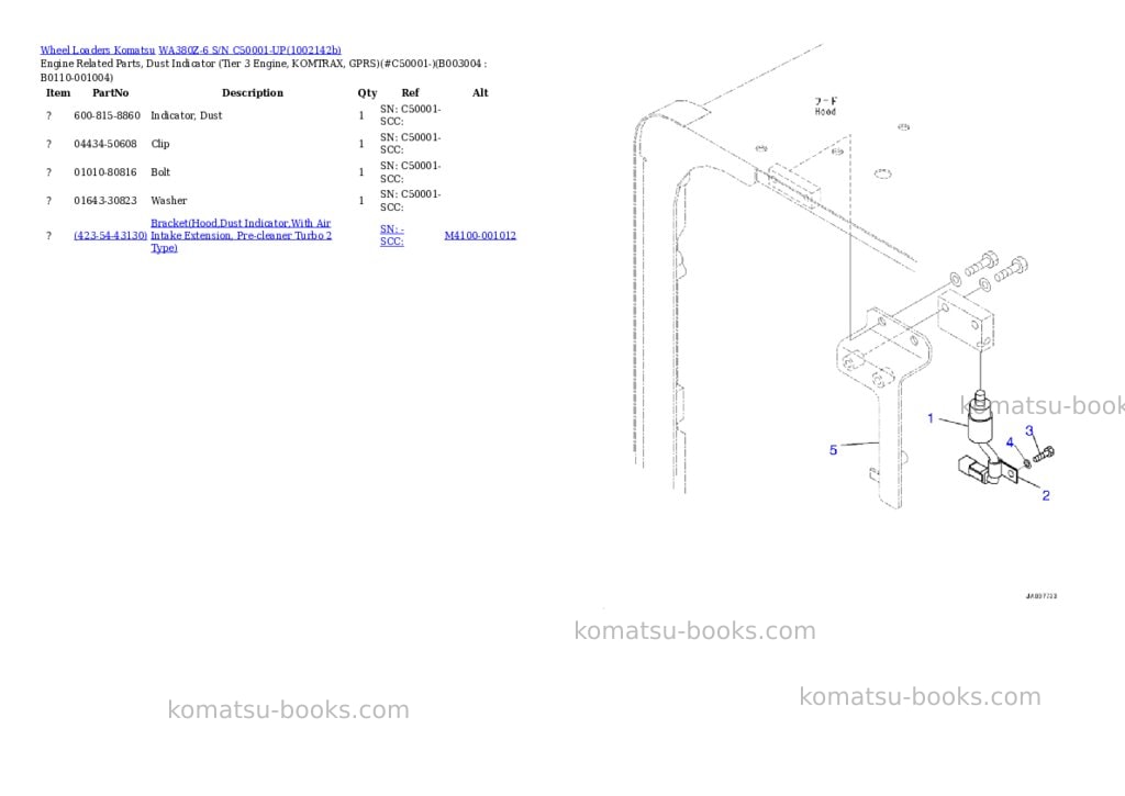 Komatsu WA380Z-6 S/N C50001-UP Parts catalog cover Page 5