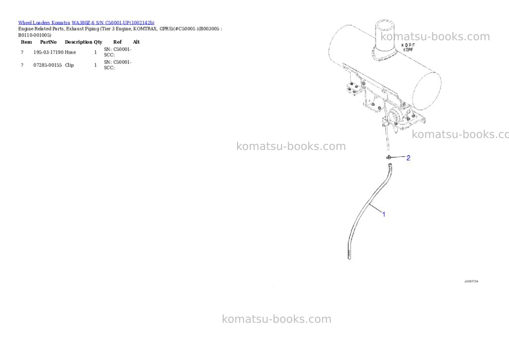 Komatsu WA380Z-6 S/N C50001-UP Parts catalog cover Page 6
