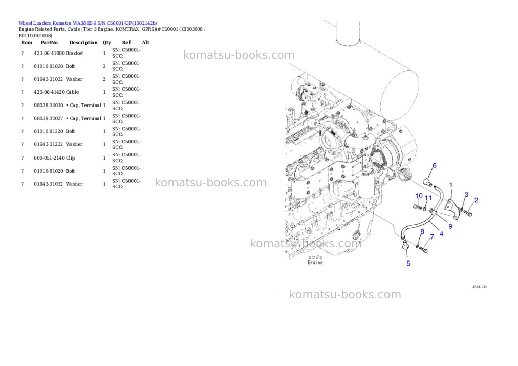 Komatsu WA380Z-6 S/N C50001-UP Parts catalog cover Page 9