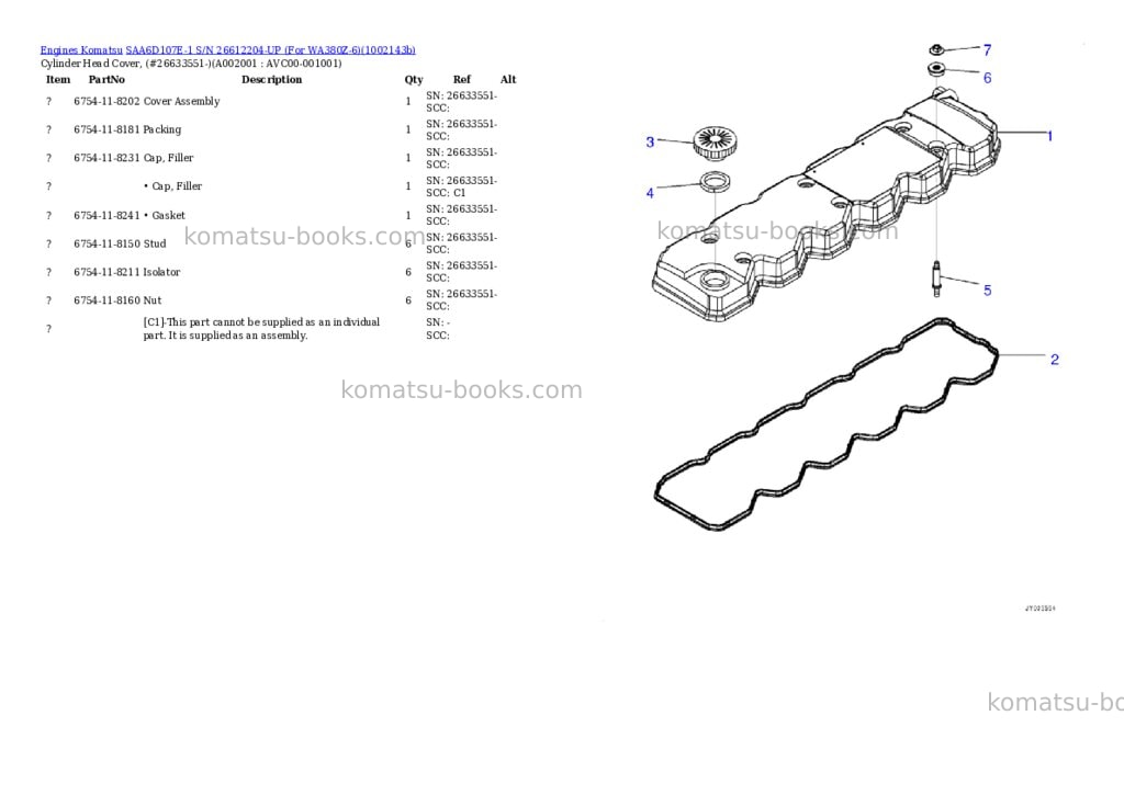 Komatsu SAA6D107E-1 S/N 26612204-UP (For WA380Z-6) Parts catalog cover Komatsu SAA6D107E-1 S/N 26612204-UP (For WA380Z-6) Parts catalog cover