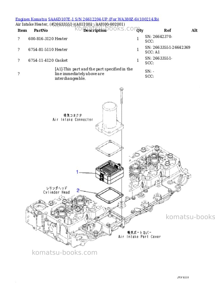 Komatsu SAA6D107E-1 S/N 26612204-UP (For WA380Z-6) Parts catalog cover Page 10 Komatsu SAA6D107E-1 S/N 26612204-UP (For WA380Z-6) Parts catalog cover Page 10