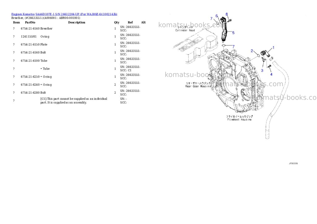 Komatsu SAA6D107E-1 S/N 26612204-UP (For WA380Z-6) Parts catalog cover Page 5 Komatsu SAA6D107E-1 S/N 26612204-UP (For WA380Z-6) Parts catalog cover Page 5