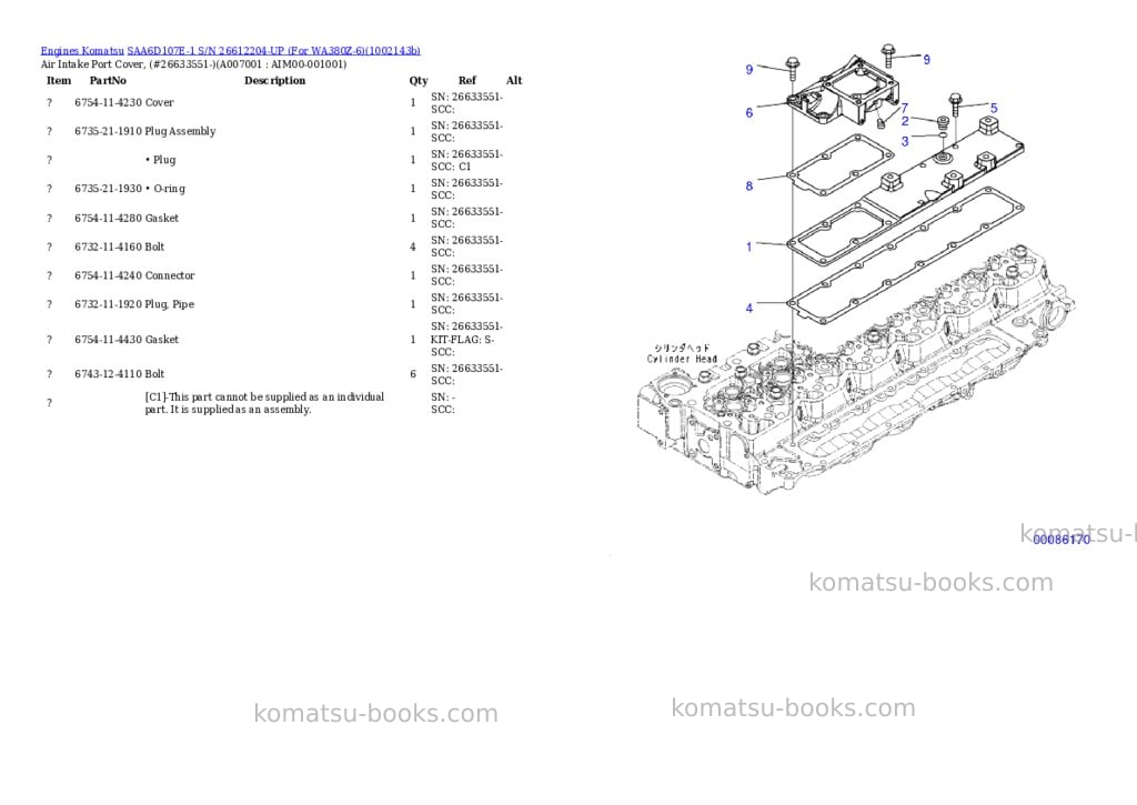Komatsu SAA6D107E-1 S/N 26612204-UP (For WA380Z-6) Parts catalog cover Page 6 Komatsu SAA6D107E-1 S/N 26612204-UP (For WA380Z-6) Parts catalog cover Page 6