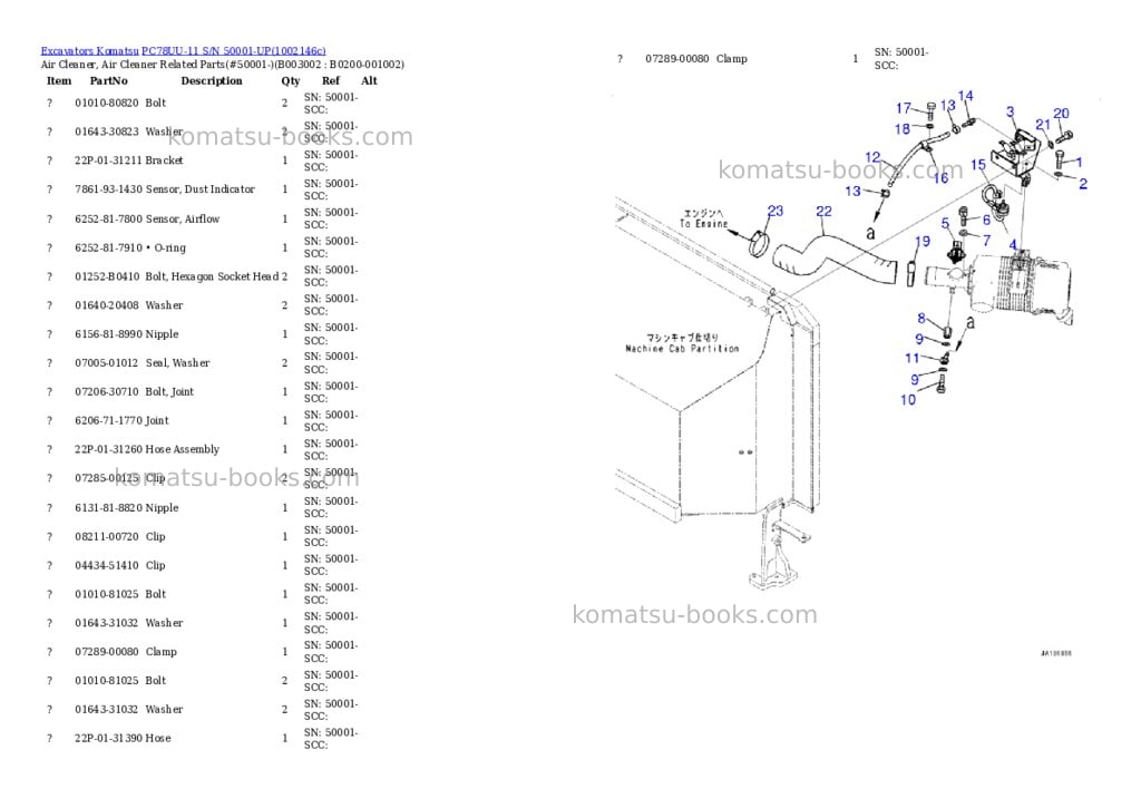 Komatsu PC78UU-11 S/N 50001-UP Parts catalog cover Page 3