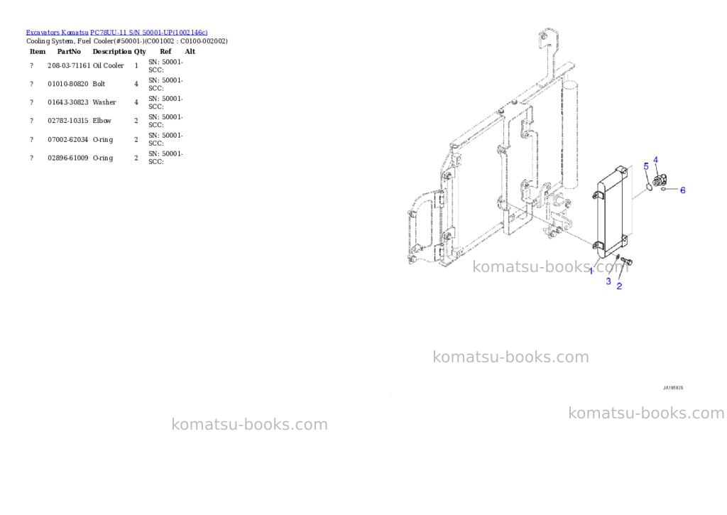 Komatsu PC78UU-11 S/N 50001-UP Parts catalog cover Page 6